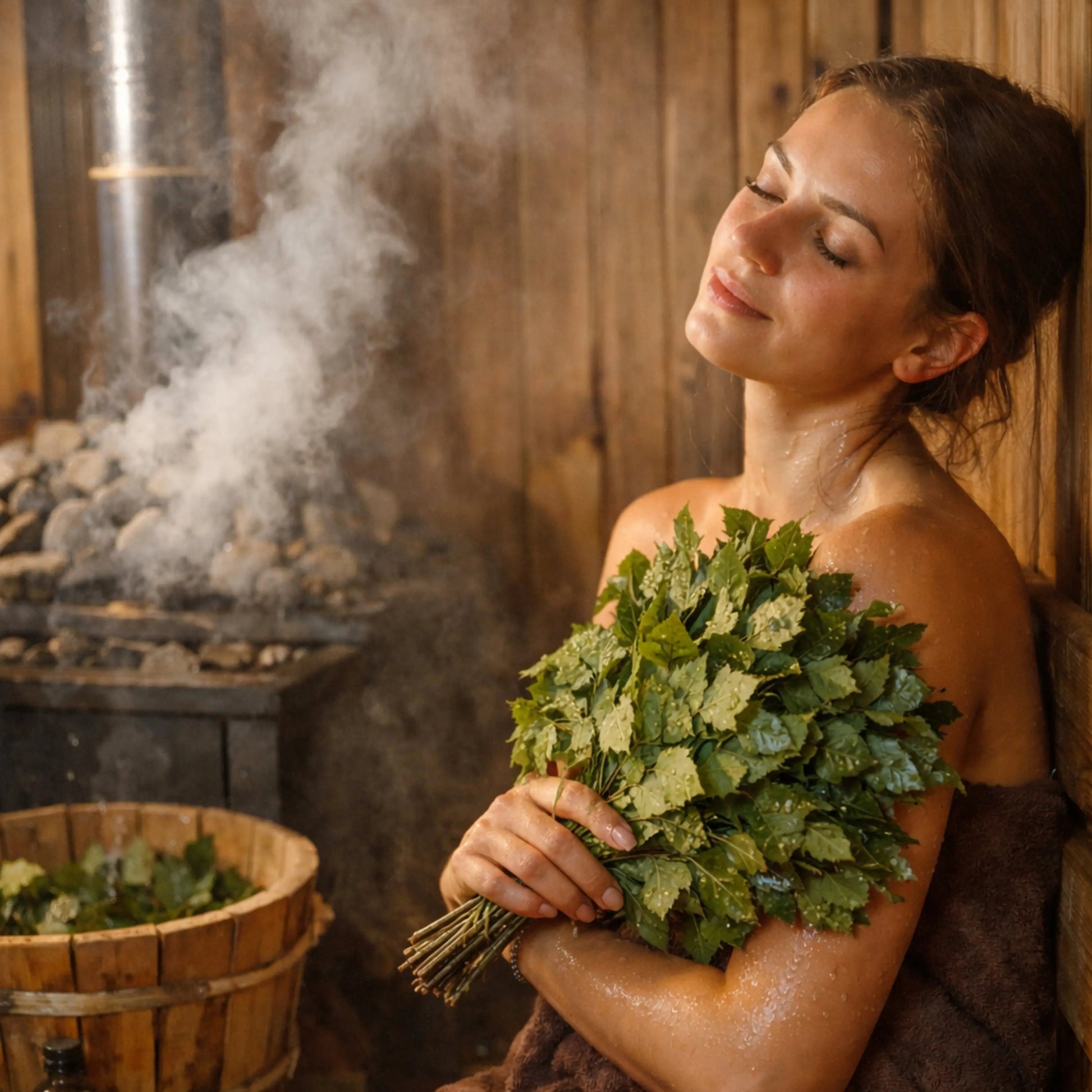 Banja Set Sibirische Klarheit mit Birkenquasten, Birken-Aufguss & Mentholkristallen - Wellow Sauna